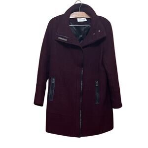 Calvin Klein Women's Burgundy Wool Blend Coat XL/TG